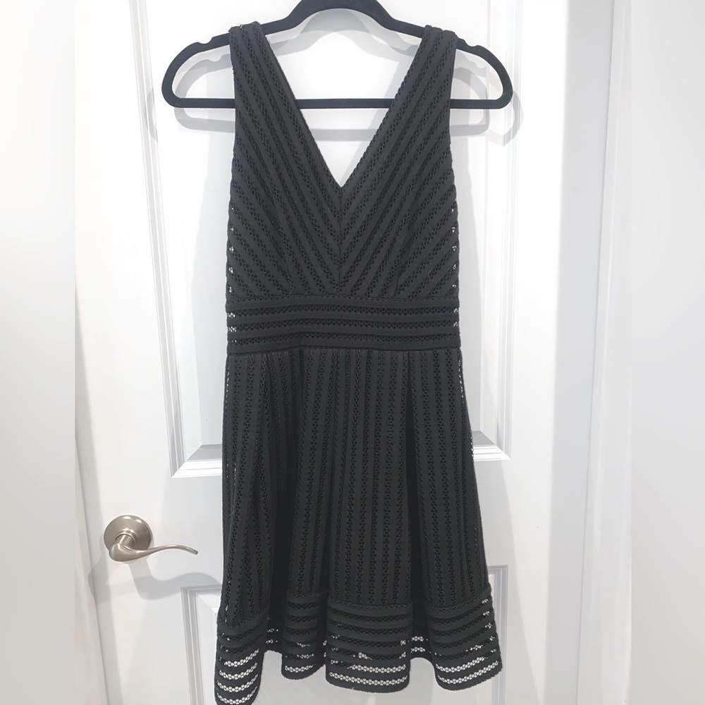 Bloomingdales AQUA Black Scuba Lace Cocktail Dress Size Small